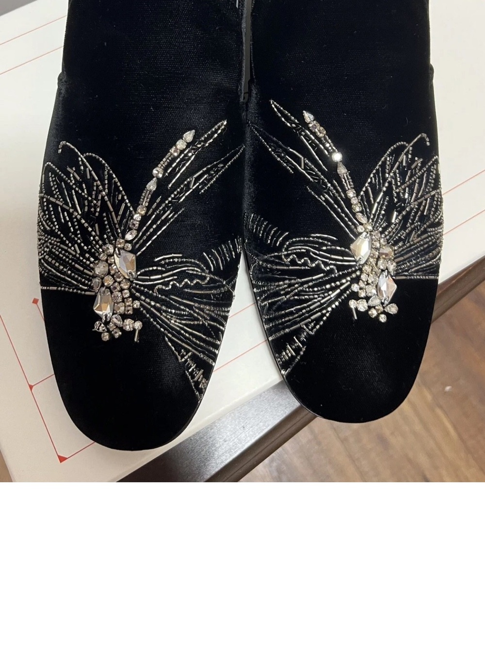 Alexander McQueen Black Velvet Crystal Embellished Slip-On Flats - 9/42 NWT